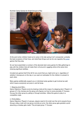 Summer Camp Games for Small Groups to Play