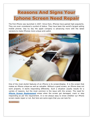 Reasons And Signs Your Iphone Screen Need Repair