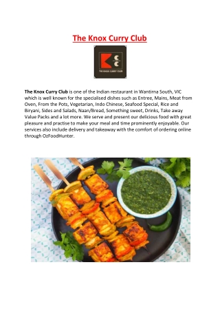 5% Off - The Knox Curry Club delivery & Takeaway Wantirna South, VIC