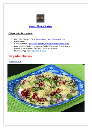 15% off - kesari Indian Restaurant Manor Lakes Menu, VIC