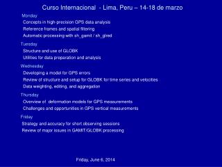 Curso Internacional - Lima, Peru – 14-18 de marzo