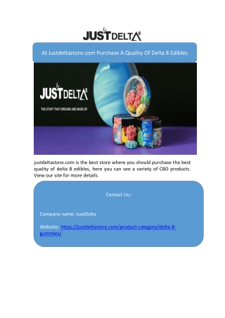At Justdeltastore.com Purchase A Quality Of Delta 8 Edibles