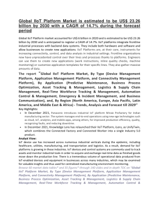 Global IIoT Platform Market is estimated to be US