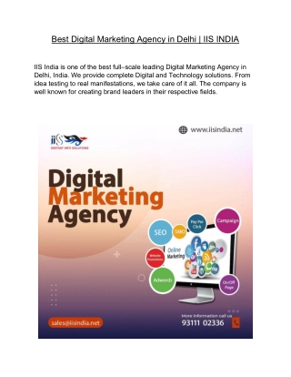 Best Digital Marketing Agency in Delhi | IIS INDIA