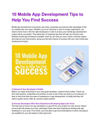 10 Mobile App Development Tips to Help You Find Success