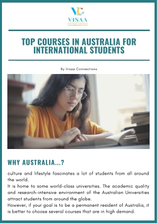 Top Courses In Australia For International Students | Visaa Connections