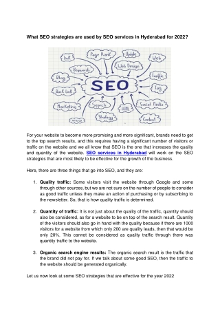 What SEO strategies are used by SEO services in Hyderabad for 2022