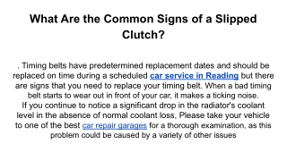 What Are the Common Signs of a Slipped Clutch_