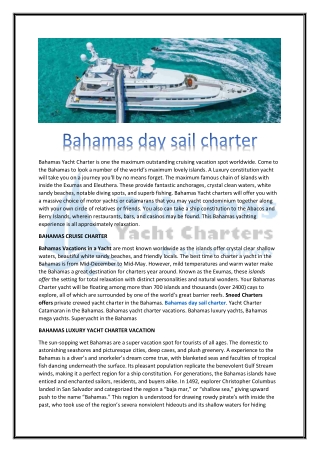 Bahamas day sail charter