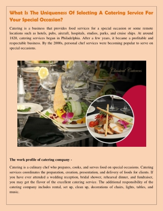 What Is The Uniqueness Of Selecting A Catering Service For Your Special Occasion