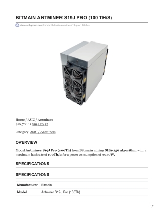 BITMAIN ANTMINER S19J PRO