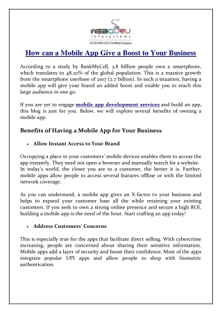 How can a Mobile App Give a Boost to Your Business