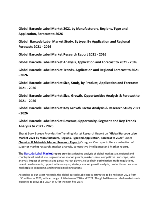 Global Barcode Label Market 2021 by Manufacturers, Regions, Type and Applicatio