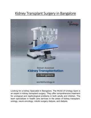 Kidney Transplant Surgery in Bangalore