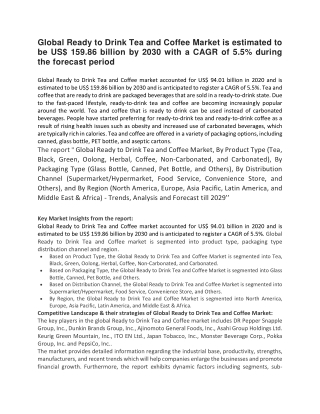 Global Ready to Drink Tea and Coffee Market