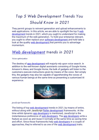 Top 5 Web Development Trends You Should Know in 2021