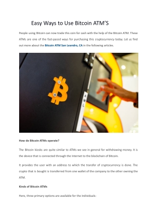 Ways to Use Bitcoin ATM’S