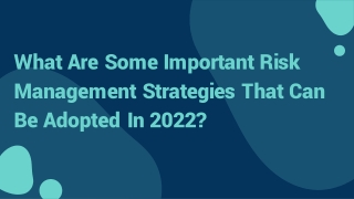 What Are Some Important Risk Management Strategies That Can Be Adopted In 2022