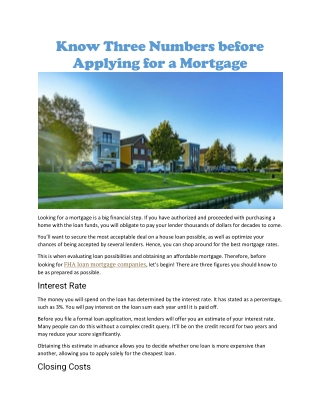 Fha loan mortgage companies