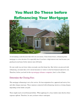 Top mortgage refinance companies