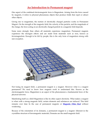 An Introduction to Permanent magnet