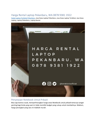 Harga Rental Laptop Pekanbaru, WA 0878 9381 1922
