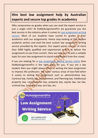 Law assignment writing services