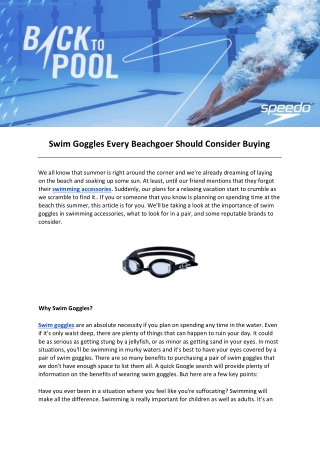 Swim Goggles Every Beachgoer Should Consider Buying