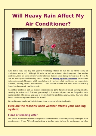 Will Heavy Rain Affect My Air Conditioner?