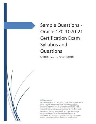 Sample Questions - Oracle 1Z0-1070-21 Certification Exam Syllabus and Questions
