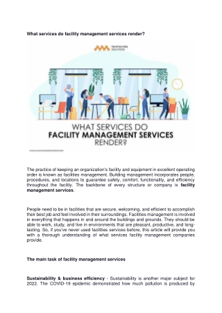 The significance of facility management services