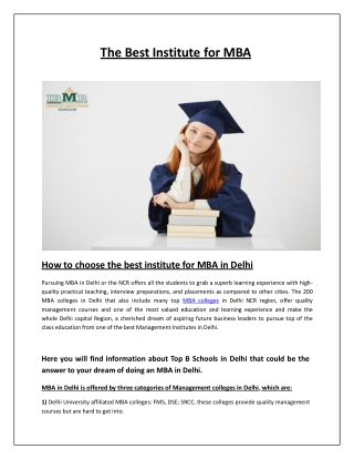 The Best Institute for MBA