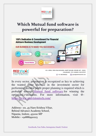 Which Mutual fund software is powerful for preparation