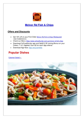 25% off - McIvor Rd Fish & Chips Menu Bendigo, VIC