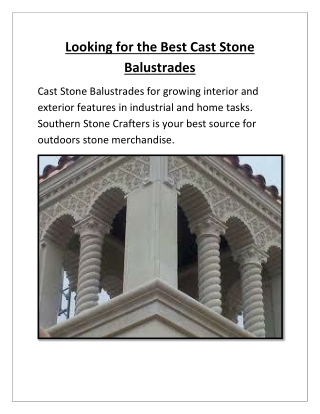 Looking for the Best Cast Stone Balustrades-