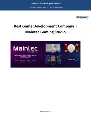 Game Development company-Maintec Gaming Studio