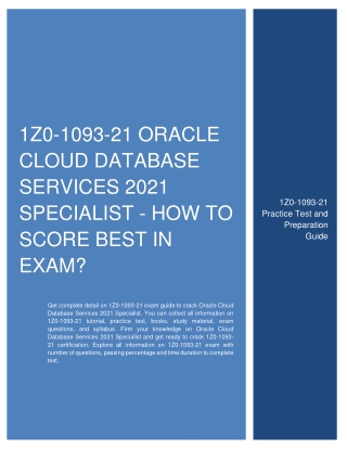 1Z0-1093-21 Oracle Cloud Database Services 2021 - How to Score Best in Exam?