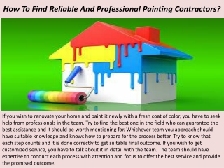 How To Find Reliable And Professional Painting Contractors?