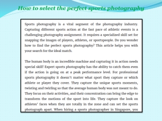 How to select the perfect sports photography