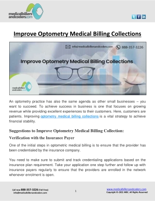 Improve Optometry Medical Billing Collections