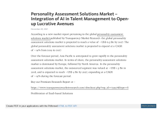 Personality Assessment Solutions Market Analysis, Share by 2031