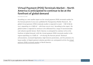 Virtual Payment (POS) Terminals Market - The Era of 'Cashless Future'