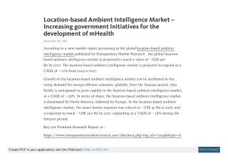 Location-based Ambient Intelligence Market - Next Big Leap for Consumer Electron