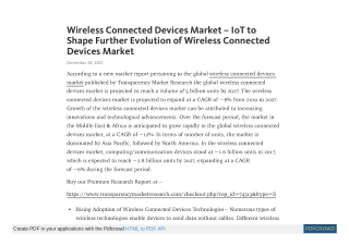 Wireless Connected Devices Market to Witness Sales of 5 Bn Units in 2027