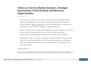 Video As A Service Market Share, Trends by 2031