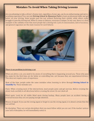 Mistakes To Avoid When Taking Driving Lessons