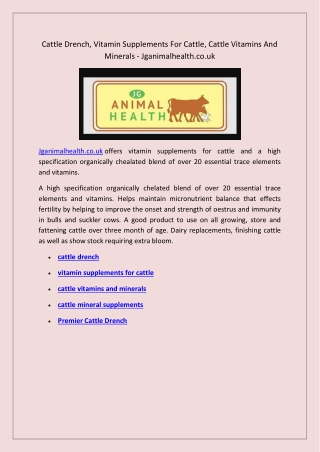 cattle vitamins and minerals