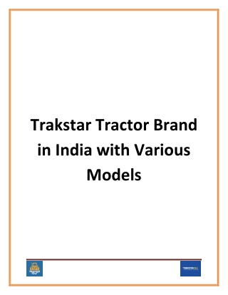 Trakstar Tractor Brand in India with Various Models
