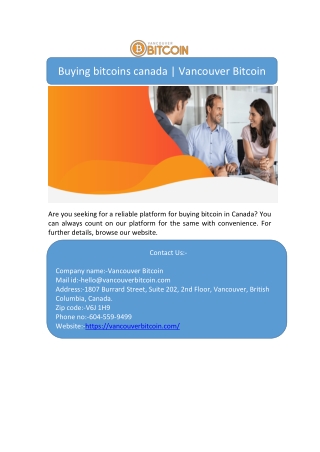 Buying bitcoins canada | Vancouver Bitcoin