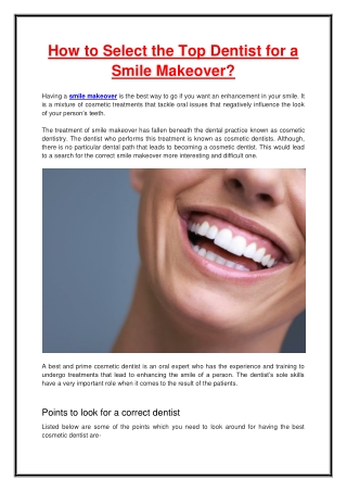 How to Select the Top Dentist for a Smile Makeover